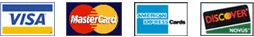 Image of VISA, MasterCard, American Express and Discover methods